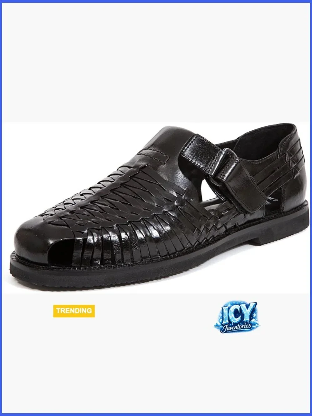 Men's Genuine Buffalo Leather Open Toe Sandal with Hook & Loop Closure